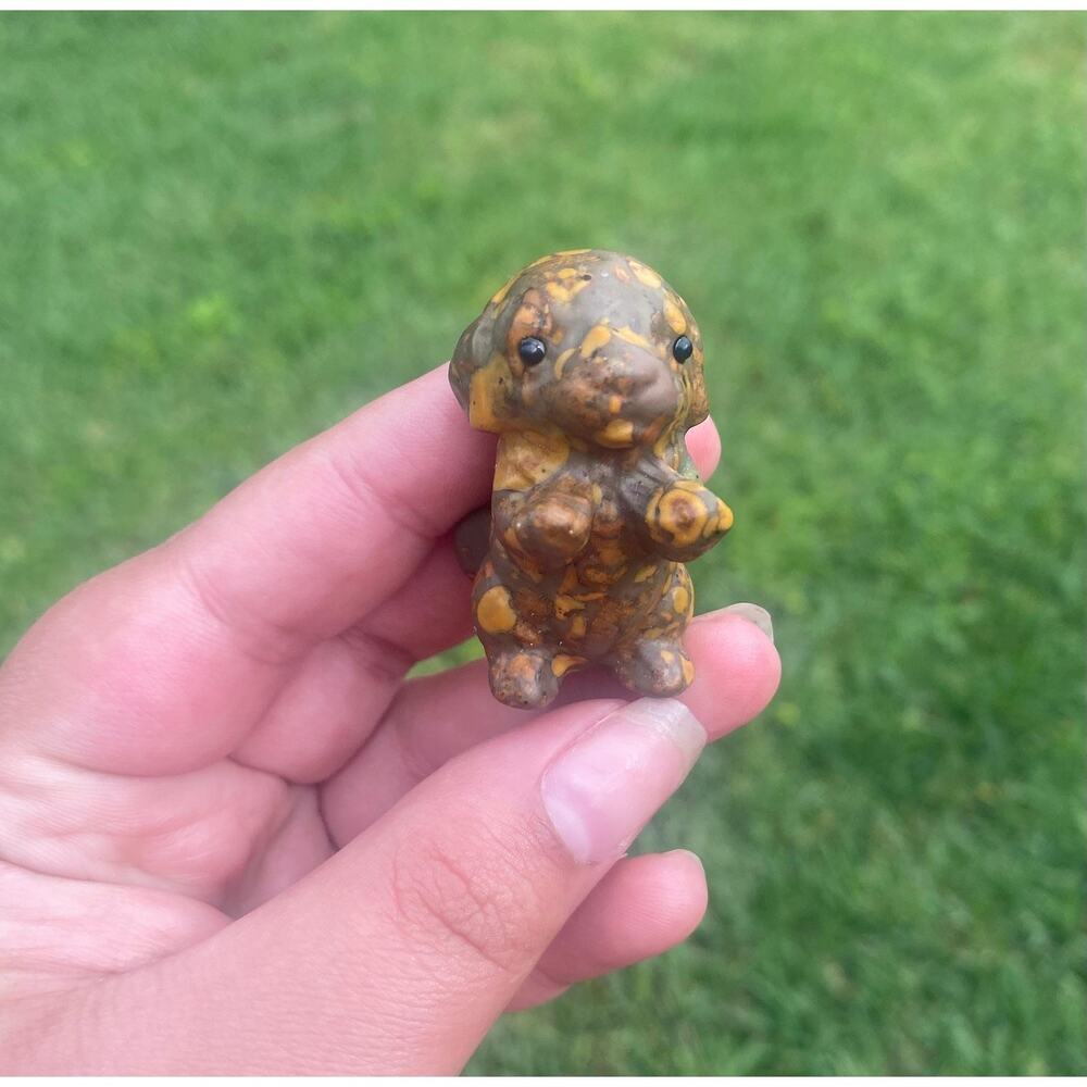 Puppy Crystal Carving - Yellow Jasper
